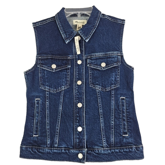 MADEWELL ~Woman Size S~ Blue Denim Vest Button-Up, Pockets NWT. - Picture 5 of 13